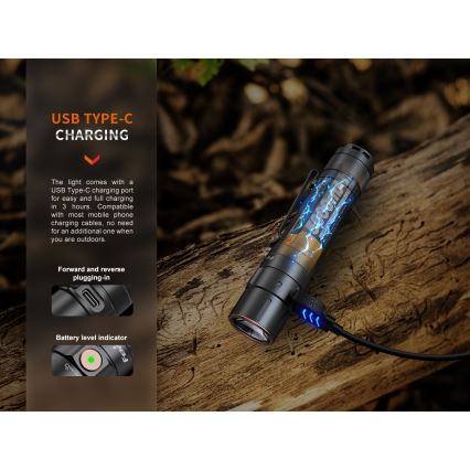 Fenix E35RSETAODS - LED Dimming rechargeable flashlight LED/USB IP68 3100 lm 69 h + diffuser 26,5mm