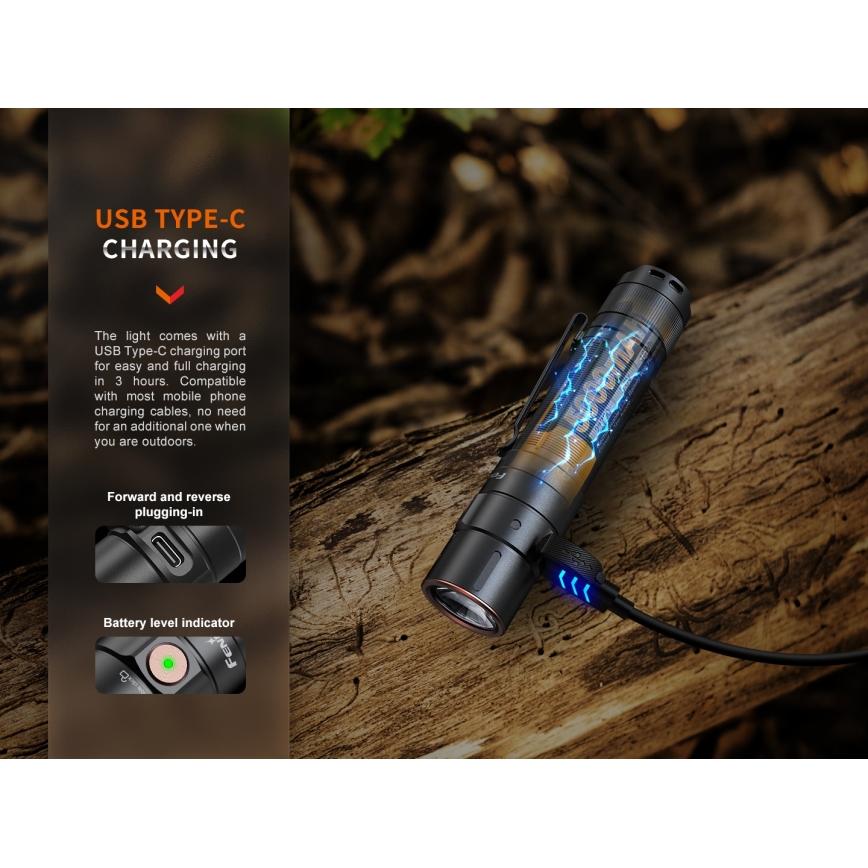 Fenix E35RSETAODS - LED Dimming rechargeable flashlight LED/USB IP68 3100 lm 69 h + diffuser 26,5mm