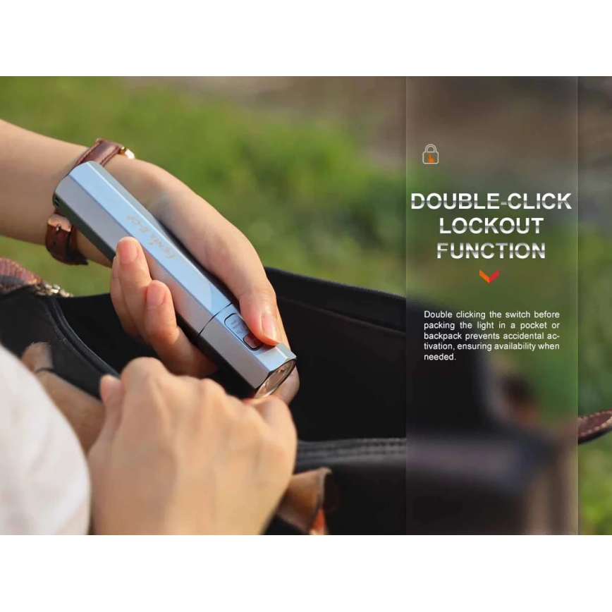 Fenix ECPBLCK - Επαναφορτιζόμενος φακός LED με power bank USB IP68 1600 γυαλιστερό 504 h 5000 mAh μαύρο