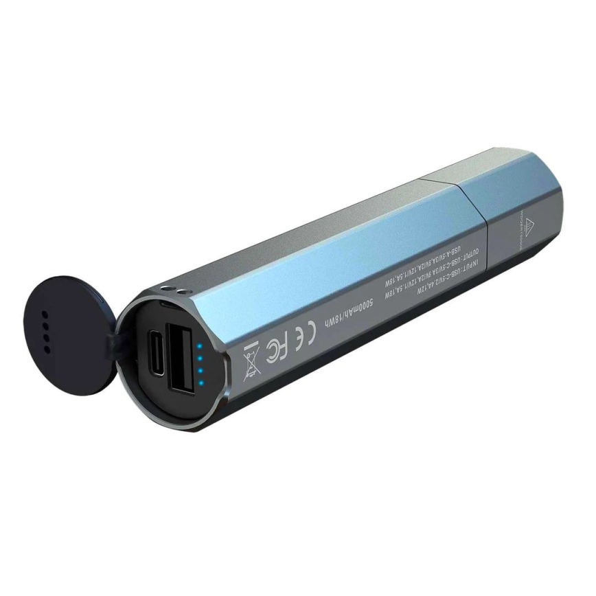Fenix ECPBLUE - Επαναφορτιζόμενος φακός LED με power bank USB IP68 1600 γυαλιστερό 504 h 5000 mAh μπλε