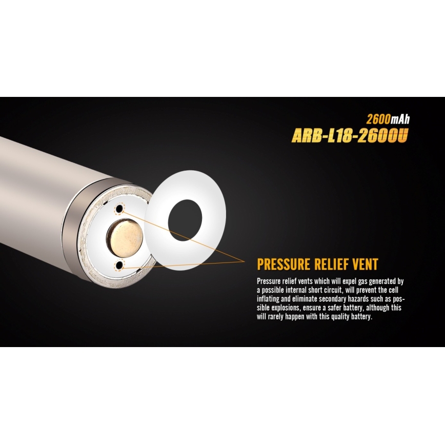 Fenix FE18650LI26USB - 1τμχ Επαναφορτιζόμενη μπαταρία USB/3,6V 2600 mAh