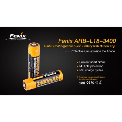 Fenix FE18650LI34 - 1 τεμάχιο Επαναφορτιζόμενη μπαταρία 18650/3,6V 3400 mAh