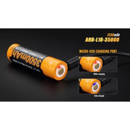 Fenix FE18650LI35USB - 1 τεμάχιο Επαναφορτιζόμενη μπαταρία USB/3,6V 3500 mAh