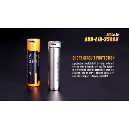 Fenix FE18650LI35USB - 1 τεμάχιο Επαναφορτιζόμενη μπαταρία USB/3,6V 3500 mAh