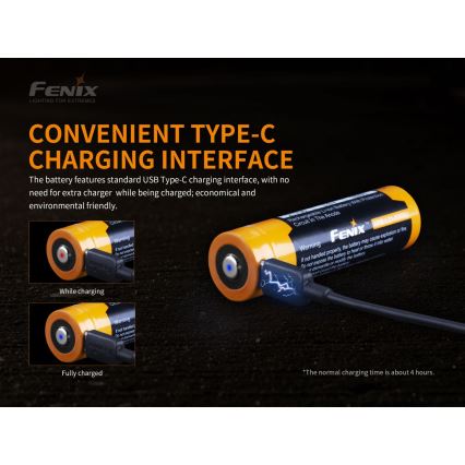 Fenix FE21700USB - 1 τεμάχιο Επαναφορτιζόμενη μπαταρία USB/3,6V 5000 mAh