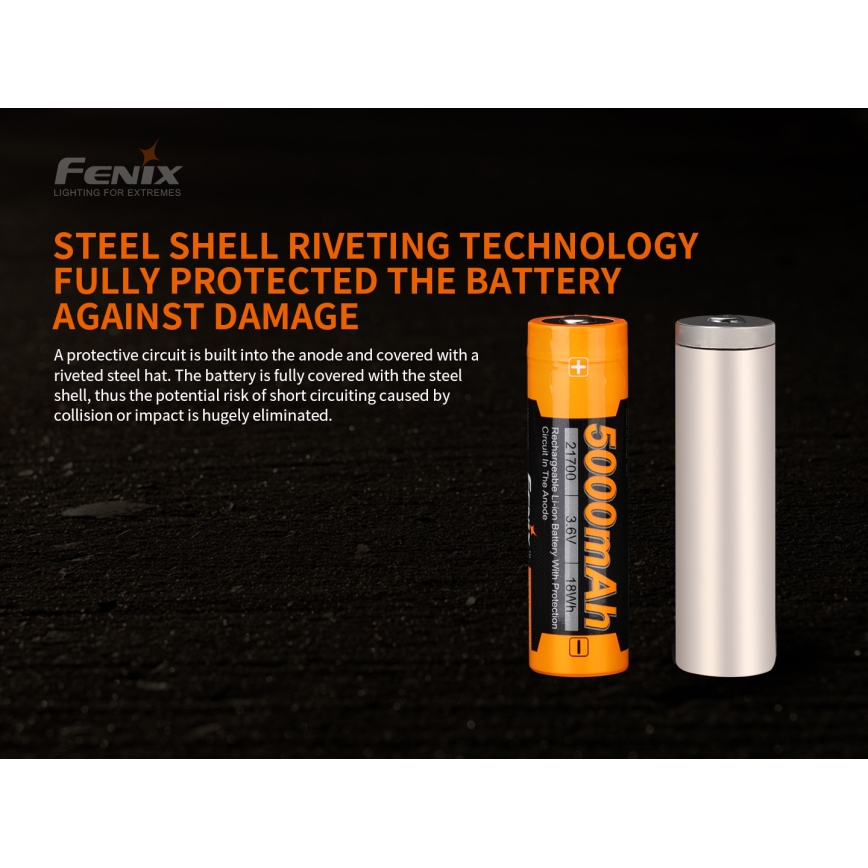 Fenix FE21700V20 - 1 τεμ. Επαναφορτιζόμενη μπαταρία 21700/3,6V 5000 mAh