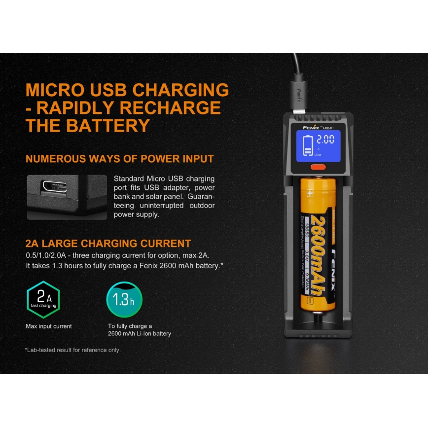 Fenix FENARED1 - Φορτιστής μπαταρίας 1xLi-ion/AAA/AA/C 5V
