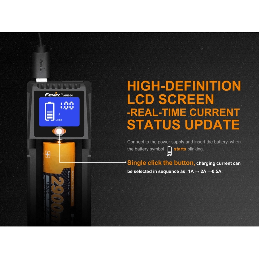 Fenix FENARED1 - Φορτιστής μπαταρίας 1xLi-ion/AAA/AA/C 5V