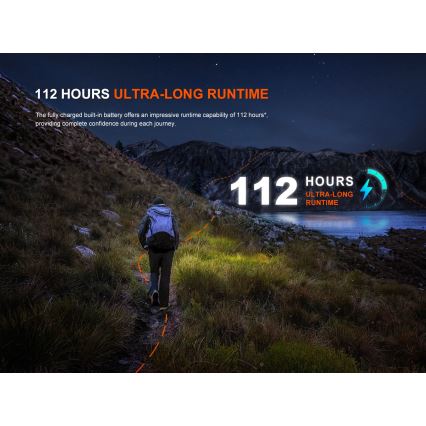 Fenix HL12RV20BLC - Ρυθμιζόμενος επαναφορτιζόμενος φακός κεφαλής LED με USB φόρτιση, 950 mAh, IP66, 500 lm, 112 ώρες, μαύρο