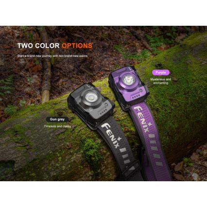 Fenix HL12RV20BLC - Ρυθμιζόμενος επαναφορτιζόμενος φακός κεφαλής LED με USB φόρτιση, 950 mAh, IP66, 500 lm, 112 ώρες, μαύρο