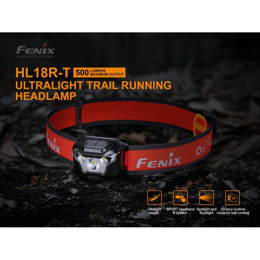 Fenix HL18RTRAIL - LED Επαναφορτιζόμενος προβολέας LED/3xAAA IP66 500 lm 300 ώρες