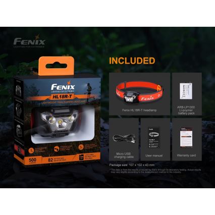 Fenix HL18RTRAIL - LED Επαναφορτιζόμενος προβολέας LED/3xAAA IP66 500 lm 300 ώρες