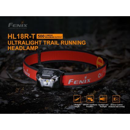 Fenix HL18RTRAIL - LED Επαναφορτιζόμενος προβολέας LED/3xAAA IP66 500 lm 300 ώρες