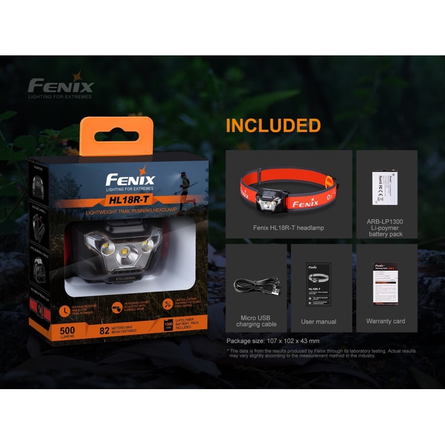 Fenix HL18RTRAIL - LED Επαναφορτιζόμενος προβολέας LED/3xAAA IP66 500 lm 300 ώρες