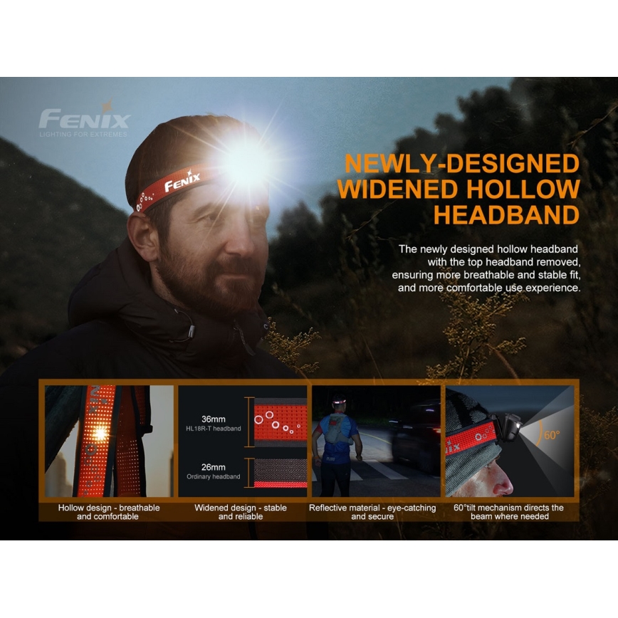 Fenix HL18RTRAIL - LED Επαναφορτιζόμενος προβολέας LED/3xAAA IP66 500 lm 300 ώρες