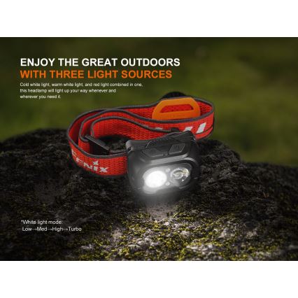 Fenix HL18RTV20BLC - LED Dimming επαναφορτιζόμενος φακός κεφαλής LED/USB IP66 800 lm 160 h μαύρο/πορτοκαλί