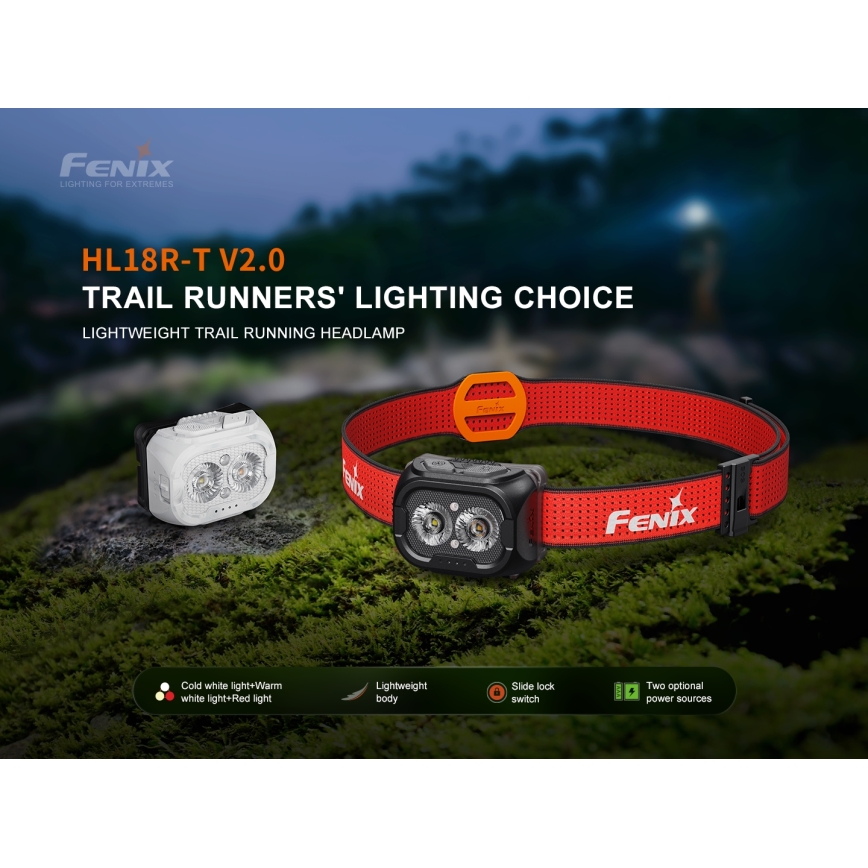 Fenix HL18RTV20WHT - LED Dimming επαναφορτιζόμενος φακός κεφαλής LED/USB IP66 800 γυαλιστερό 160 h λευκό/μαύρο