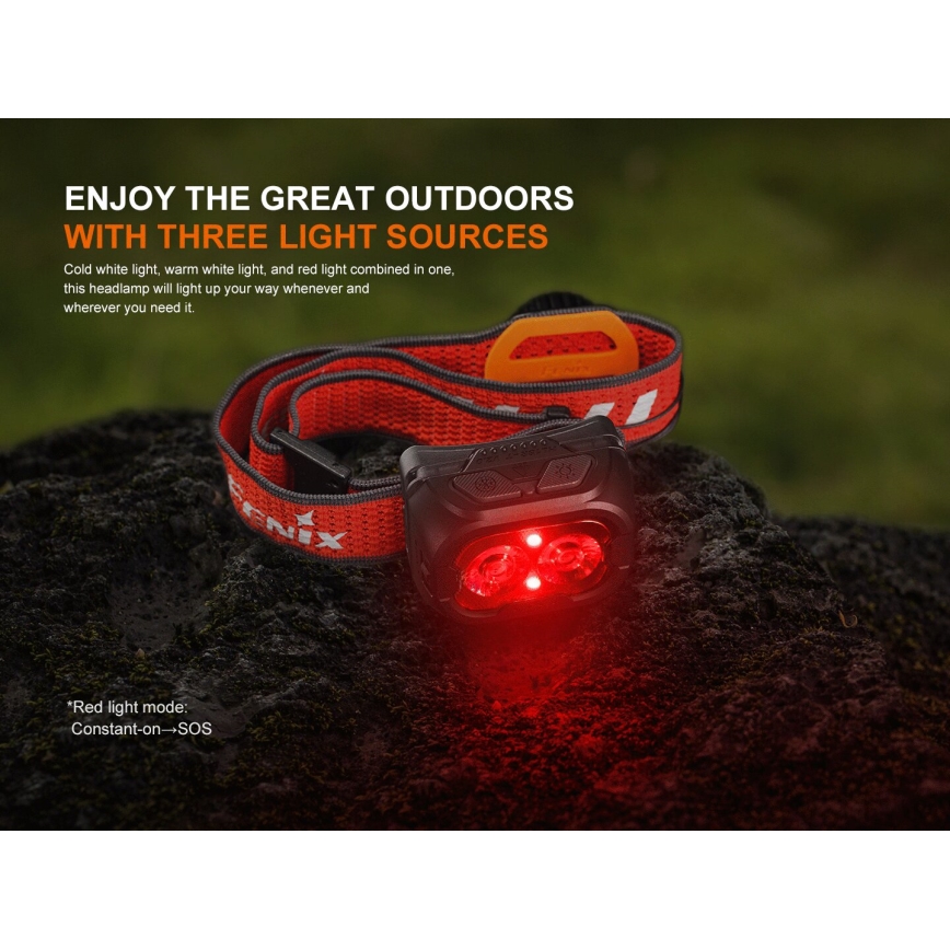 Fenix HL18RTV20WHT - LED Dimming επαναφορτιζόμενος φακός κεφαλής LED/USB IP66 800 γυαλιστερό 160 h λευκό/μαύρο