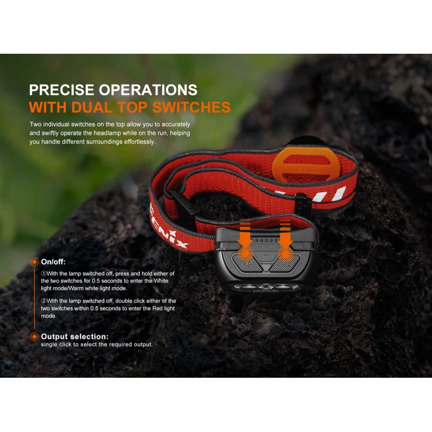 Fenix HL18RTV20WHT - LED Dimming επαναφορτιζόμενος φακός κεφαλής LED/USB IP66 800 γυαλιστερό 160 h λευκό/μαύρο