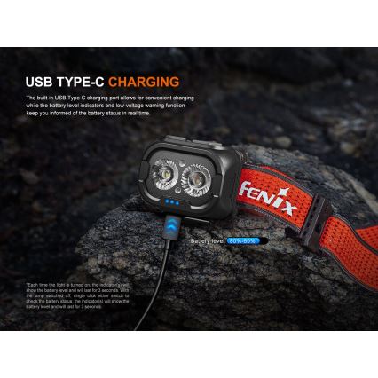 Fenix HL18RTV20WHT - LED Dimming επαναφορτιζόμενος φακός κεφαλής LED/USB IP66 800 γυαλιστερό 160 h λευκό/μαύρο