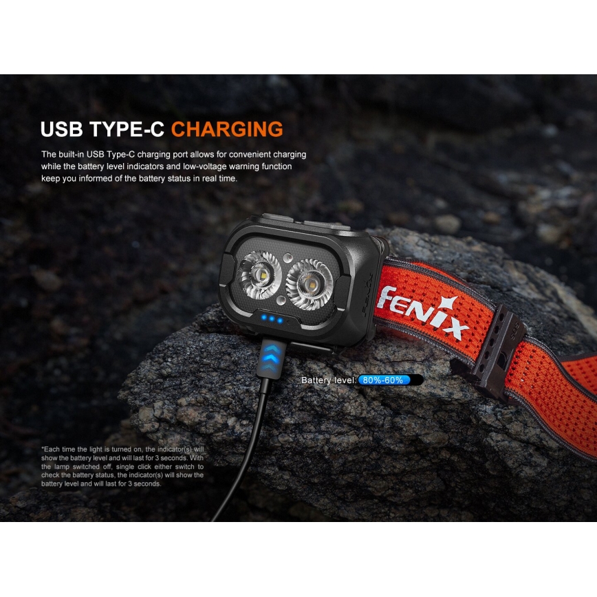 Fenix HL18RTV20WHT - LED Dimming επαναφορτιζόμενος φακός κεφαλής LED/USB IP66 800 γυαλιστερό 160 h λευκό/μαύρο