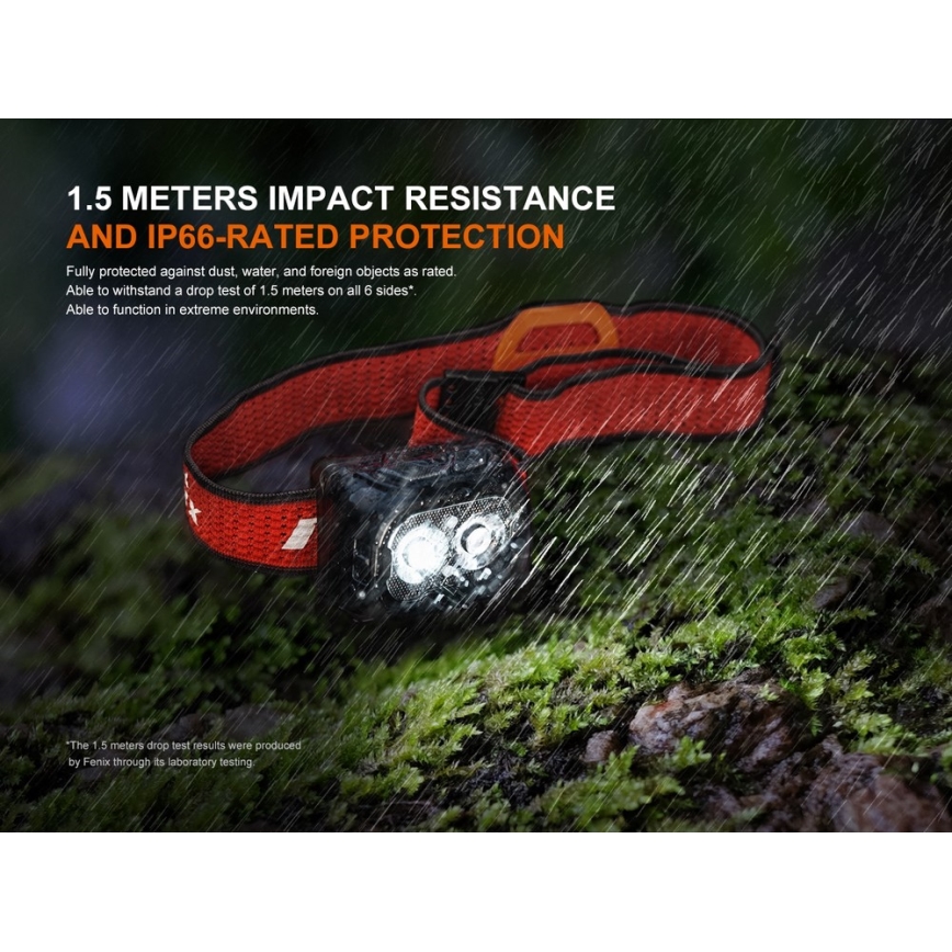 Fenix HL18RTV20WHT - LED Dimming επαναφορτιζόμενος φακός κεφαλής LED/USB IP66 800 γυαλιστερό 160 h λευκό/μαύρο
