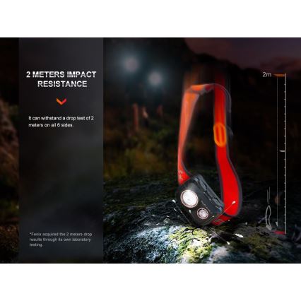 Fenix HL32RTBLCK - Επαναφορτιζόμενος φακός κεφαλής LED LED/USB/3xAAA IP66 800 γυαλιστερό 300 h 1900 mAh μαύρο/πορτοκαλί
