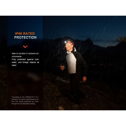 Fenix HL32RTRED - Επαναφορτιζόμενος φακός κεφαλής LED/USB/3xAAA IP66 800 lm 300 ώρες κόκκινο/πορτοκαλί