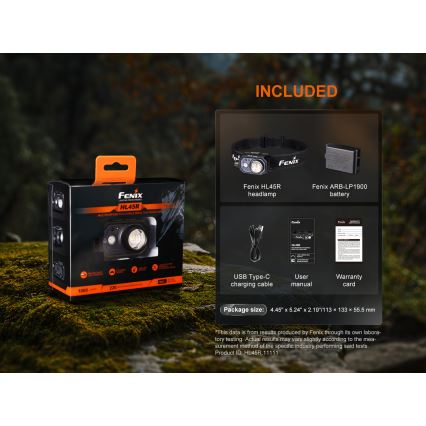 Fenix HL45R - LED Dimming επαναφορτιζόμενος φακός κεφαλής LED/USB IP66 1000 γυαλιστερό 240 h μαύρο