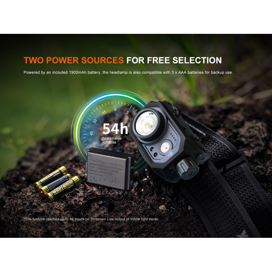 Fenix HL45R - LED Dimming επαναφορτιζόμενος φακός κεφαλής LED/USB IP66 1000 γυαλιστερό 240 h μαύρο