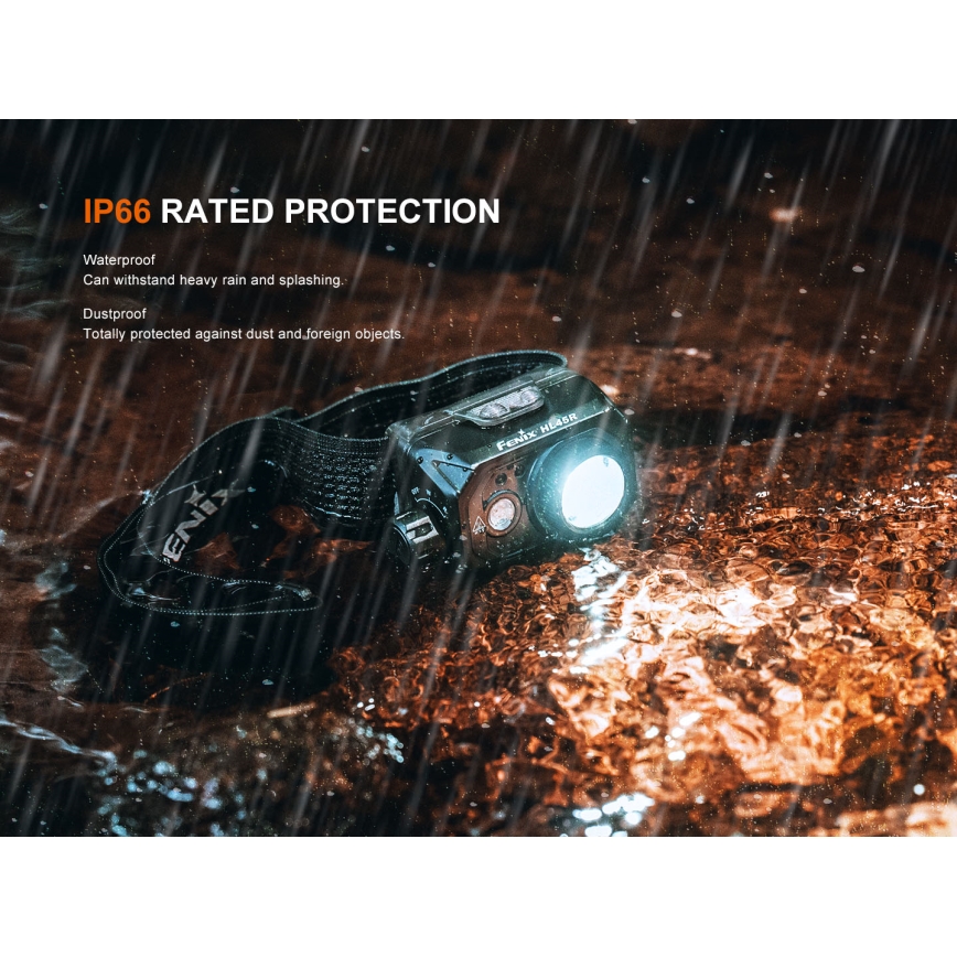 Fenix HL45R - LED Dimming επαναφορτιζόμενος φακός κεφαλής LED/USB IP66 1000 γυαλιστερό 240 h μαύρο