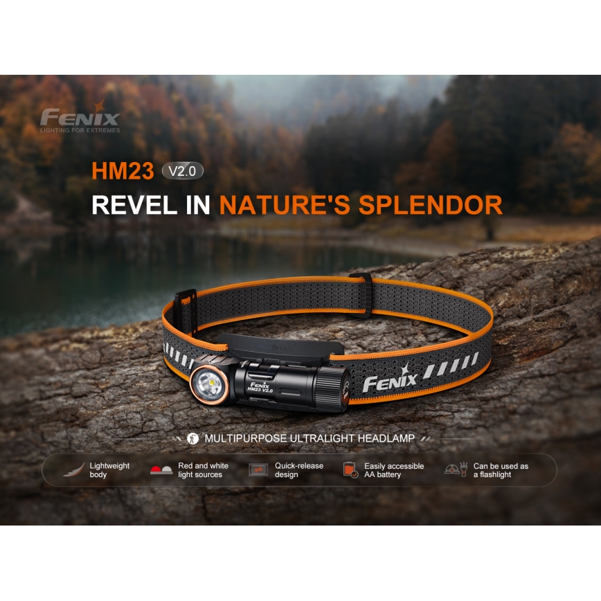 Fenix HM23V20 - LED Dimming φακός κεφαλής LED/1xAA IP68 300 lm 100 h