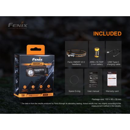 Fenix HM50RV20 - Επαναφορτιζόμενη λάμπα κεφαλής LED 3xLED/USB/1xCR123A IP68 700 γυαλιστερό 120 h 700 mAh