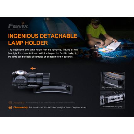 Fenix HM50RV20 - Επαναφορτιζόμενη λάμπα κεφαλής LED 3xLED/USB/1xCR123A IP68 700 γυαλιστερό 120 h 700 mAh