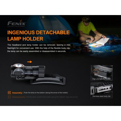 Fenix HM51RV20 - Επαναφορτιζόμενη λάμπα κεφαλής LED 3xLED/1xCR123A/USB IP68 700 γυαλιστερό 120 h 700 m