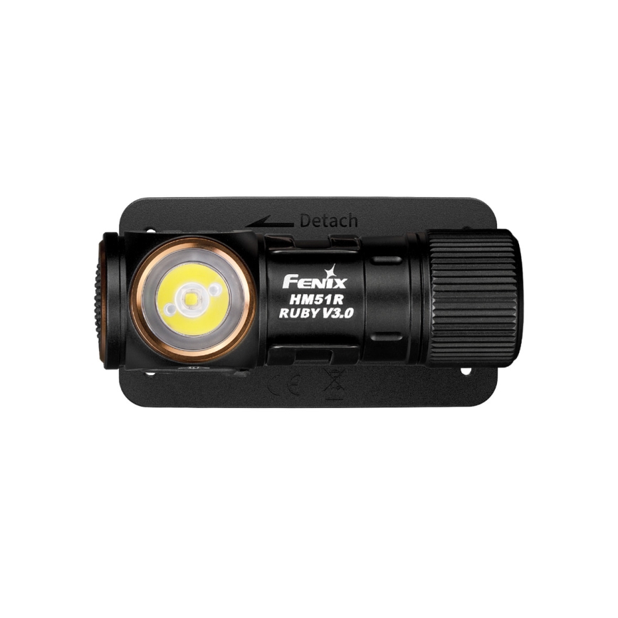 Fenix HM51RV30 - Ρυθμιζόμενος επαναφορτιζόμενος φακός κεφαλής LED/USB/1xCR123A 950 mAh IP68 860 lm 125 h πορτοκαλί