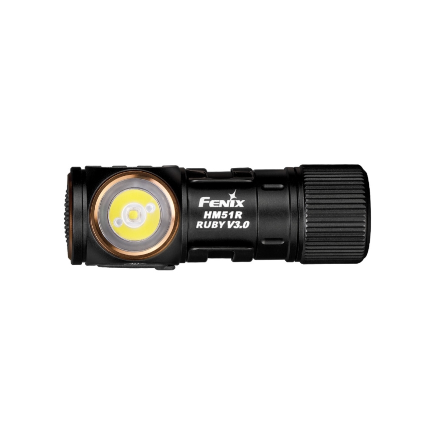 Fenix HM51RV30 - Ρυθμιζόμενος επαναφορτιζόμενος φακός κεφαλής LED/USB/1xCR123A 950 mAh IP68 860 lm 125 h πορτοκαλί