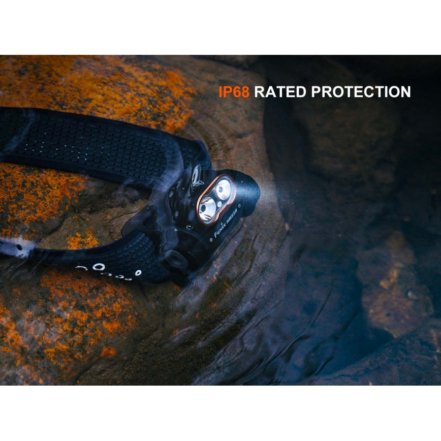 Fenix HM55RABL - Ρυθμιζόμενος επαναφορτιζόμενος LED φακός κεφαλής LED/USB/1xCR123A 1600 mAh IP68 1200 lm 141,2 h μαύρος