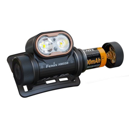 Fenix HM55RABL - Ρυθμιζόμενος επαναφορτιζόμενος LED φακός κεφαλής LED/USB/1xCR123A 1600 mAh IP68 1200 lm 141,2 h μαύρος
