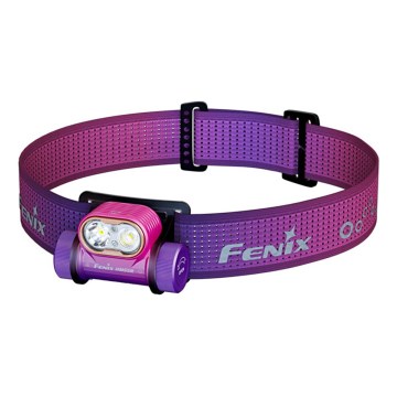 Fenix HM55RNBL - Ρυθμιζόμενος επαναφορτιζόμενος φακός κεφαλής LED/USB/1xCR123A 1600 mAh IP68 1200 lm 141,2 h μωβ