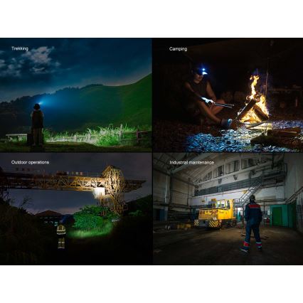 Fenix HM60RV20 - Φακός κεφαλής LED με ρύθμιση φωτεινότητας, επαναφορτιζόμενος LED/USB 4000 mAh IP68 1600 lm 292 h πορτοκαλί