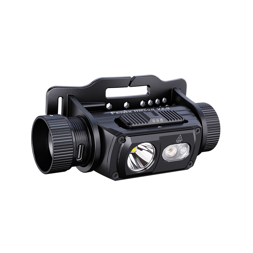 Fenix HM60RV20 - Φακός κεφαλής LED με ρύθμιση φωτεινότητας, επαναφορτιζόμενος LED/USB 4000 mAh IP68 1600 lm 292 h πορτοκαλί