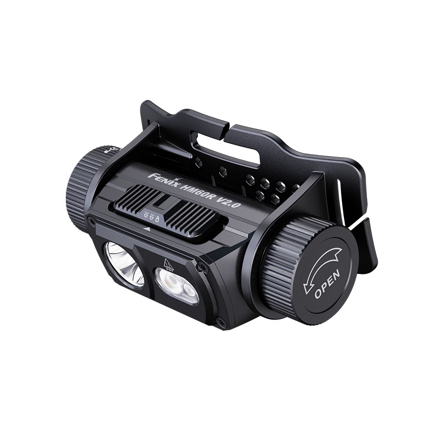 Fenix HM60RV20 - Φακός κεφαλής LED με ρύθμιση φωτεινότητας, επαναφορτιζόμενος LED/USB 4000 mAh IP68 1600 lm 292 h πορτοκαλί