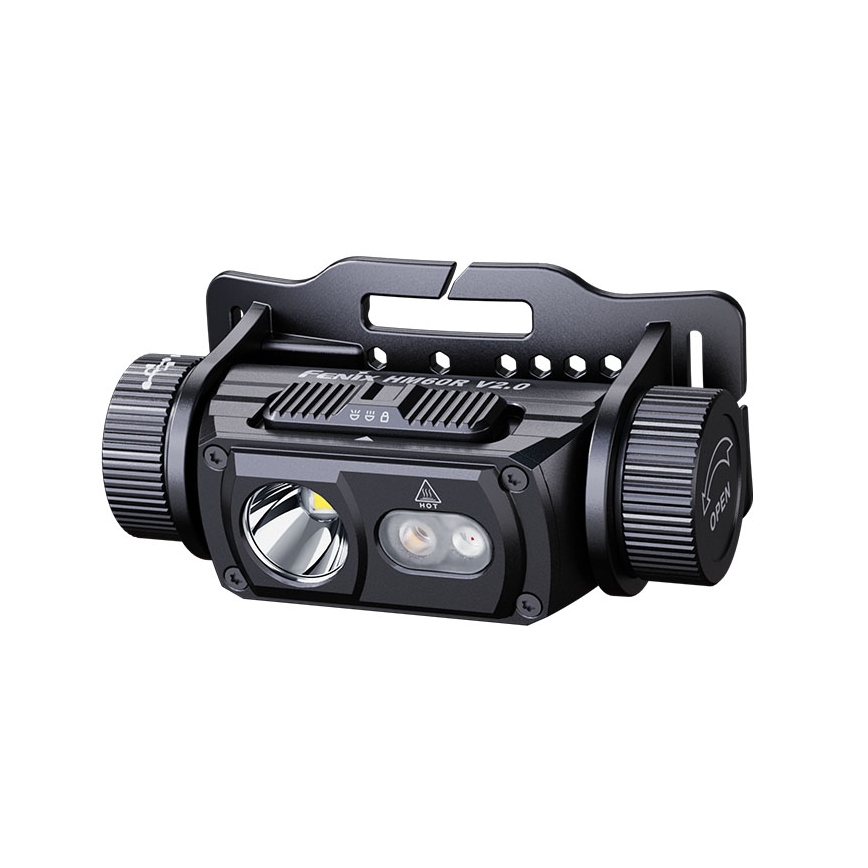 Fenix HM60RV20 - Φακός κεφαλής LED με ρύθμιση φωτεινότητας, επαναφορτιζόμενος LED/USB 4000 mAh IP68 1600 lm 292 h πορτοκαλί