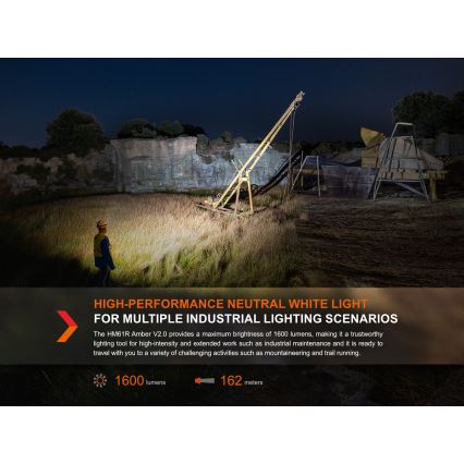 Fenix HM61RV20 - Επαναφορτιζόμενος φακός κεφαλής LED LED/USB/2xCR123A IP68 1600 lm 300 h 3400 mAh