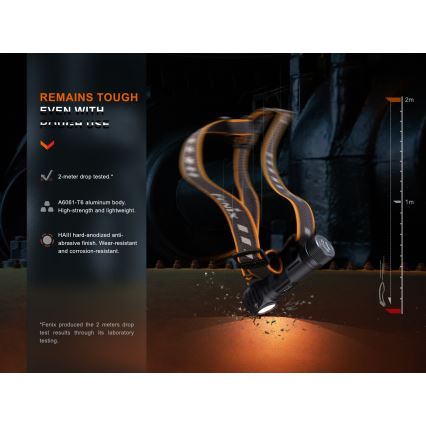 Fenix HM61RV20 - Επαναφορτιζόμενος φακός κεφαλής LED LED/USB/2xCR123A IP68 1600 lm 300 h 3400 mAh