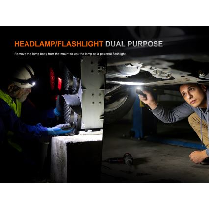 Fenix HM61RV30 - Επαναφορτιζόμενος φακός κεφαλής LED με ρύθμιση φωτεινότητας LED/USB/1xCR123A 4000 mAh IP68 1800 lm 400 h μαύρο