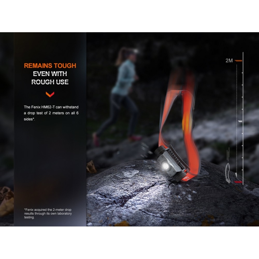 Fenix HM62TMGM - LED Dimming επαναφορτιζόμενο φακός κεφαλής LED/USB IP68 1200 γυαλιστερό 280 h 3400 mAh