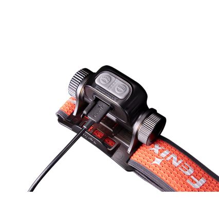 Fenix HM65RTV20BLC- LED Dimming επαναφορτιζόμενος φακός κεφαλής LED/USB IP68 μαύρο/πορτοκαλί