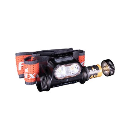 Fenix HM65RTV20BLC- LED Dimming επαναφορτιζόμενος φακός κεφαλής LED/USB IP68 μαύρο/πορτοκαλί
